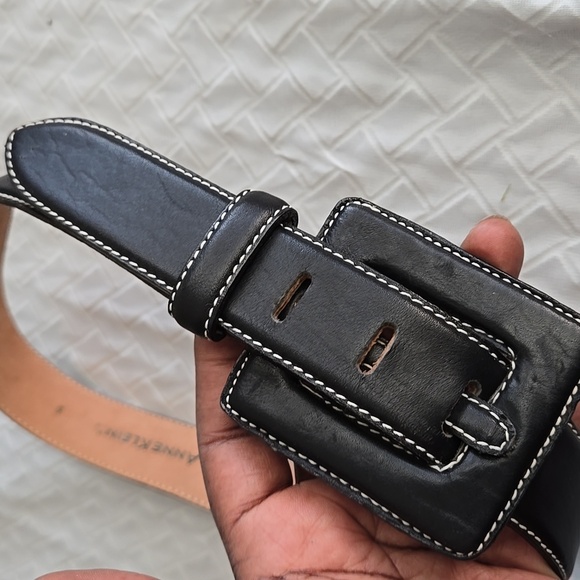 Anne Klein Black Leather Belt - Picture 3 of 4
